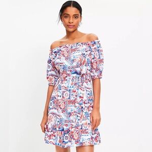 Loft Off-Shoulder Multicolor Dress